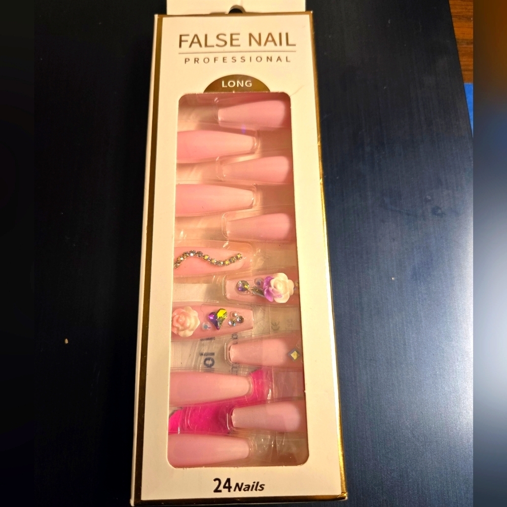 Professional Long Pink False Nails